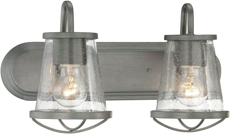 Photo 1 of Designers Fountain 87002-WI 18in Darby 2-Light Bathroom Vanity Light Fixture, Weathered Iron
