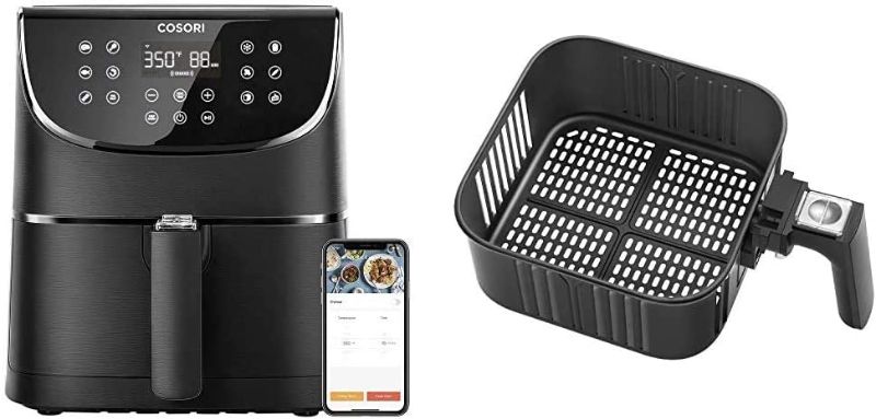 Photo 1 of COSORI Smart WiFi Air Fryer 5.8QT(100 Recipes), 1700-Watt Programmable Base for Air Frying & Air Fryer Replacement Basket 5.8QT For COSORI Black CP158-AF, CS158 & CO158 Air Fryers
