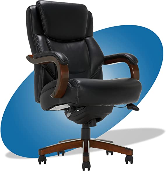 Photo 1 of INCOMPLETE ITEM
La-Z-Boy Delano Big & Tall Executive Office Chair | High Back Ergonomic Lumbar Support, Bonded Leather, Black with Mahogany Wood Finish | 45833A
