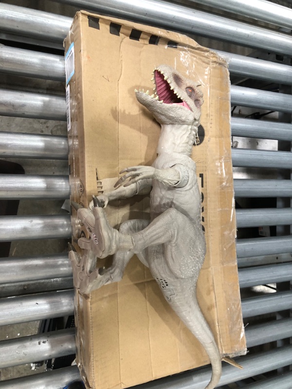 Photo 2 of Jurassic World Destroy ‘N Devour Indominus Rex with Chomping Mouth, Slashing Arms, Lights & Realistic Sounds, Swallows 3 Human Action Figures
