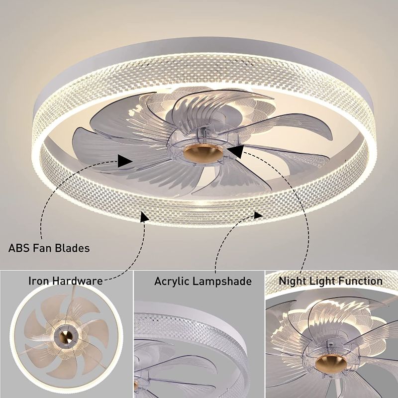 Photo 1 of  (White) Ceiling Fan & Remote Control, Low Profile Ceiling Fan for Bedroom, Kitchen, Living Room, Small Room
