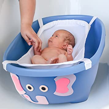 Photo 1 of Prince Lionheart TUBIMAL Infant and Toddler Bath Tub - ELEPHANT|Tub Becomes a Storage Bin | Include a Stackable Lid and Infant Mesh Hammock | Innovative Outside Drain Plug| Perfect Bin for Toy Storage
