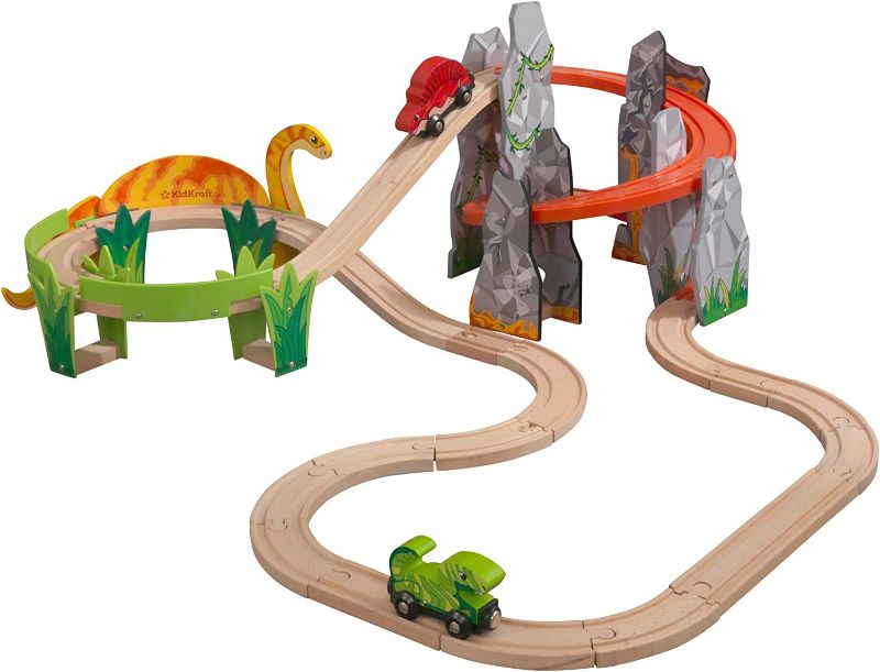 Photo 1 of *** Parts Only***    KidKraft Adventure Tracks™: Dino World Volcano Escape 32-pc. Wooden Train Track and Vehicle Play Set