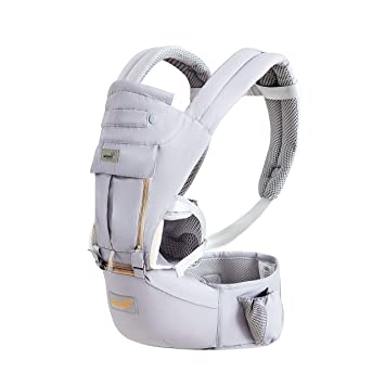 Photo 1 of GROWNSY Baby Carrier Newborns to Toddler, Baby Carrier with Hip Seat, Baby Wraps Carrier for All Seasons, 7-66lbs, All Position.(Grey)
