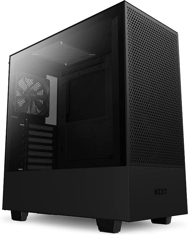 Photo 1 of NZXT H510 Flow - CA-H52FB-01 - Compact ATX Mid-Tower PC Gaming Case - Perforated Front Panel - Tempered Glass Side Panel - Cable Management System - Water-Cooling Ready - Black