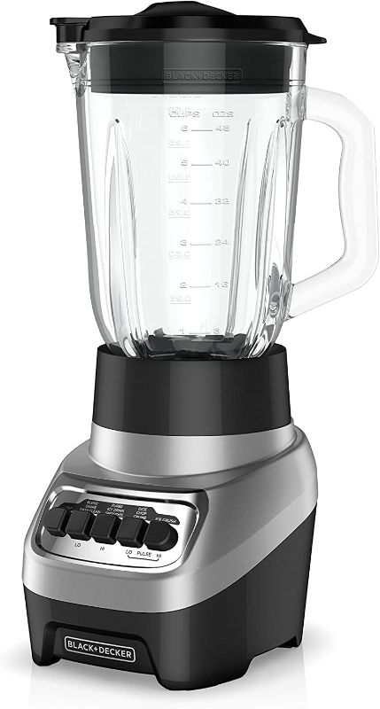 Photo 1 of BLACK+DECKER PowerCrush Multi-Function Blender with 6-Cup Glass Jar, 4 Speed Settings, Silver**non functional**