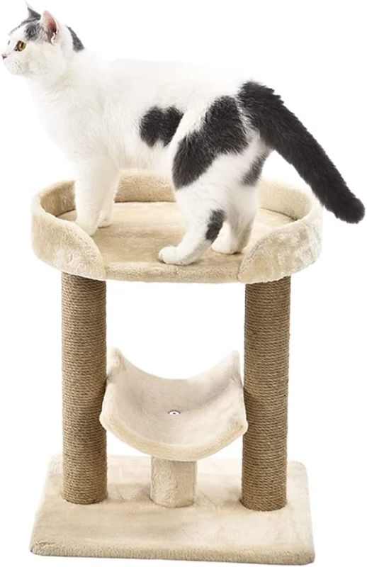 Photo 1 of Amazon Basics Top Platform Cat Tree With Scratching Post - 18 x 14 x 22 Inches, Beige
