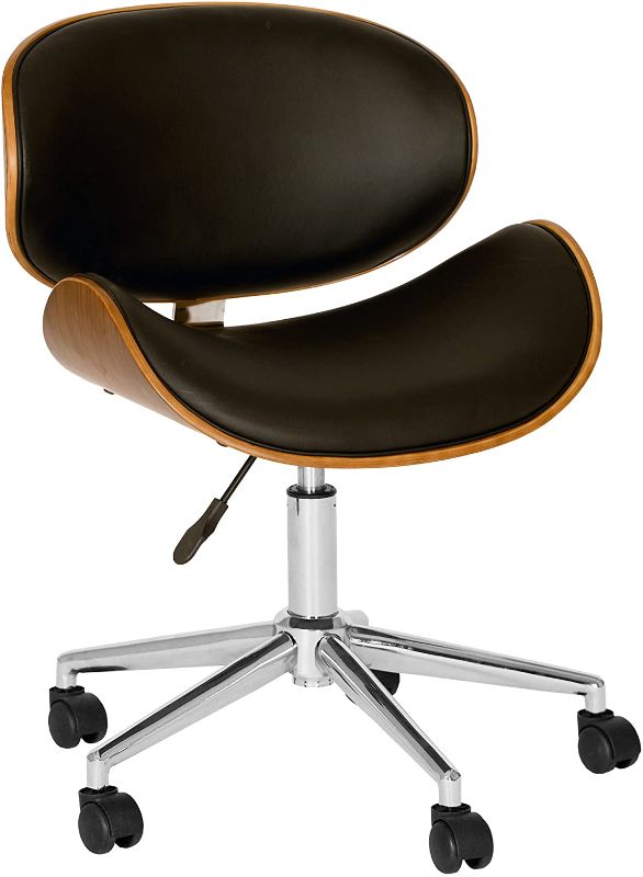 Photo 1 of Armen Living Daphne Office Chair in Black Faux Leather and Chrome Finish