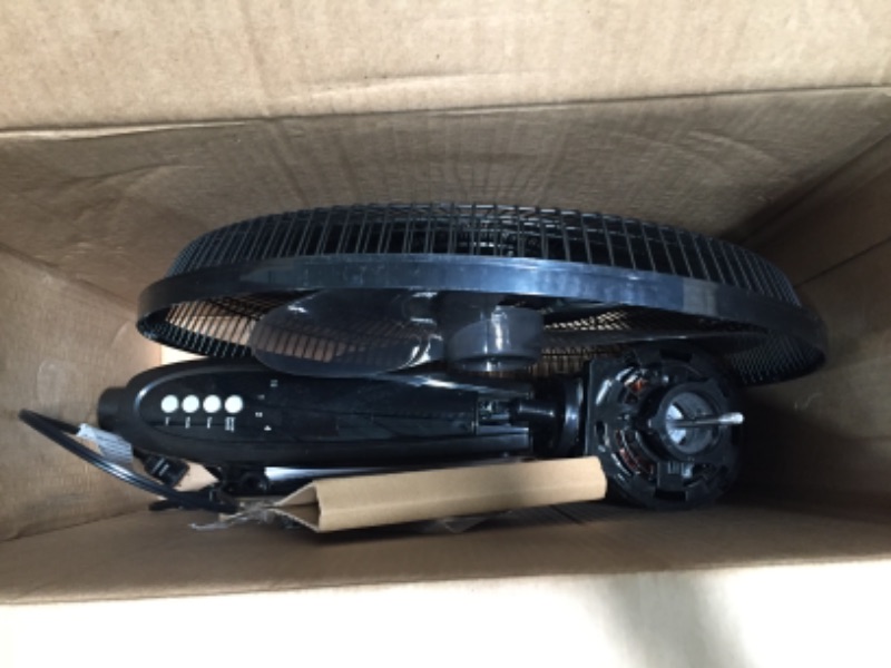 Photo 1 of Amazon Basics Oscillating Dual Blade Standing Pedestal Fan with Remote - 16-Inch, Black
**USED** **MINOR DAMAGE**