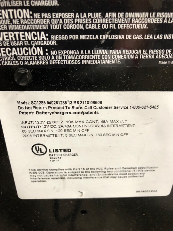 Photo 4 of *SELLING FOR PARTS, NOT FUNCTIONAL*
Schumacher Automatic Battery Charger and Engine Starter - 200 Amp 12V - Cars, SUVs, and Small Trucks
