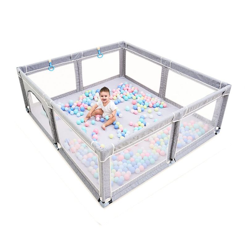 Photo 1 of **DAMAGED**
Baby Playpen,Playpens for Babies, Extra Large Playpen for Toddlers,Kids Safety Play Center Yard with gate, Sturdy Safety Baby Fence Play Area for Babies, Toddler, Infants (Gray)

