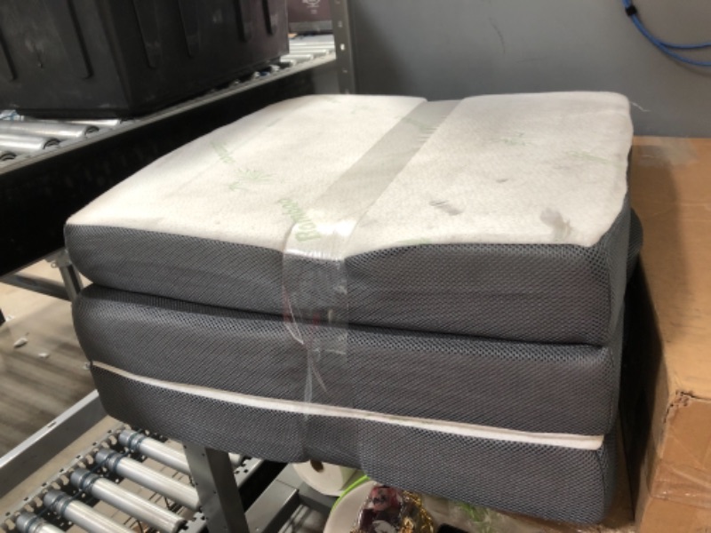 Photo 2 of **DAMAGED** 
Folding Mattress, Inofia Memory Foam Tri-fold Mattress with Ultra Soft Bamboo Cover, Non-Slip Bottom & Breathable Mesh Sides - 78"L x 38"W
