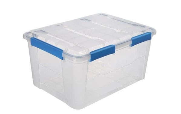 Photo 1 of **DAMAGED**
75L/79.3Qt Waterproof Clear Latch Tote IP-67
