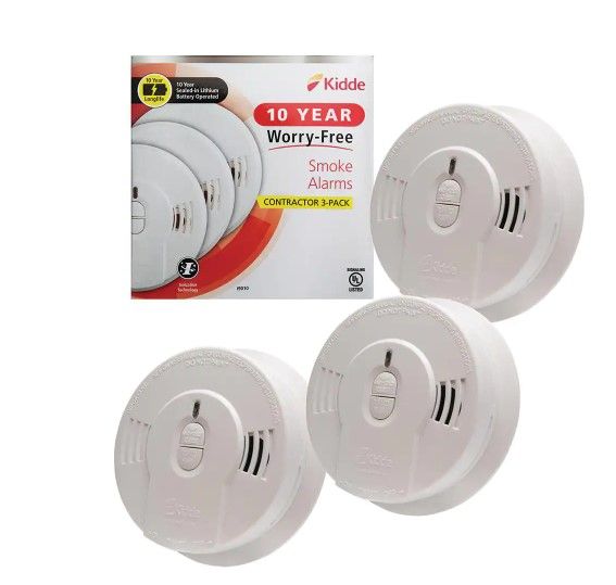 Photo 1 of 10 Year Worry-Free Smoke Detector, Lithium Battery Powered, Smoke Alarm, 3-Pack
