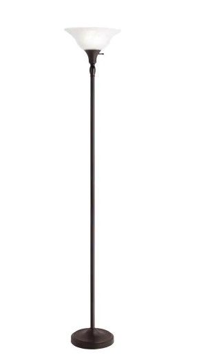 Photo 1 of **INCOMPLETE**
72 in. Bronze Torchiere Floor Lamp with Alabaster Glass Shade
