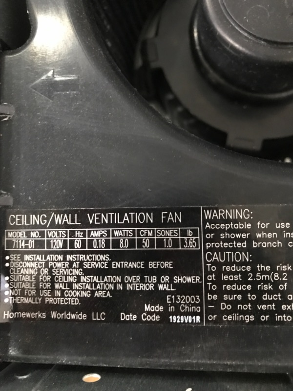 Photo 4 of 50 CFM Wall/Ceiling Mount Roomside Installation Bathroom Exhaust Fan, ENERGY STAR
** ONLY HAS WHAT IS SHOWEN IN THE PHOTO**