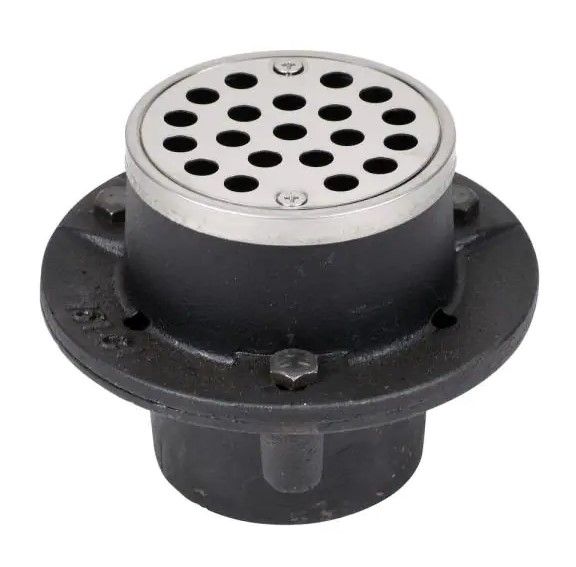 Photo 1 of ABS No-Caulk Shower Drain with Cast Iron Top and Round 3-1/4 in. Stainless Steel Strainer
