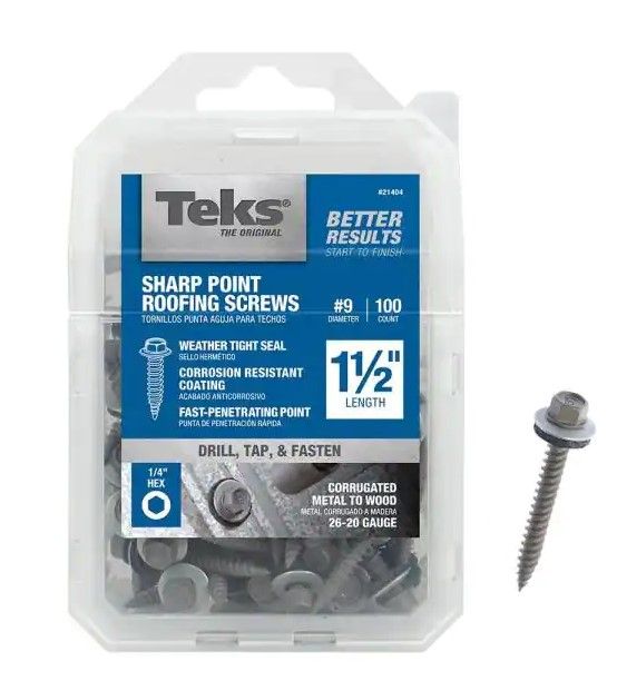 Photo 1 of ** SET SOF 2**
#9 x 1-1/2 in. External Hex Zinc Plated Steel Hex Washer Head Roofing Screws (100-Pack)
