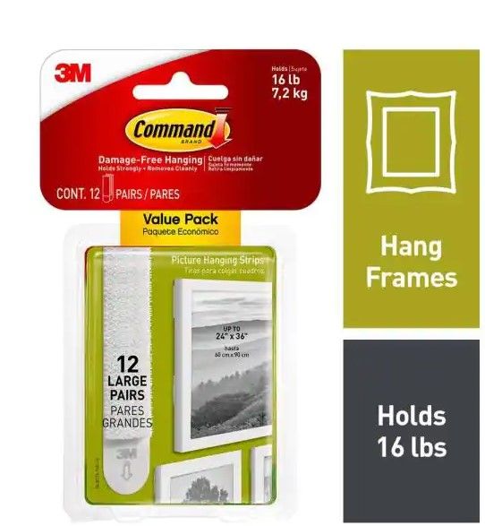 Photo 1 of ** SETS OF 2**
16 lb. Large White Picture Hanging Strip Value Pack (12 Pairs of Strips)
