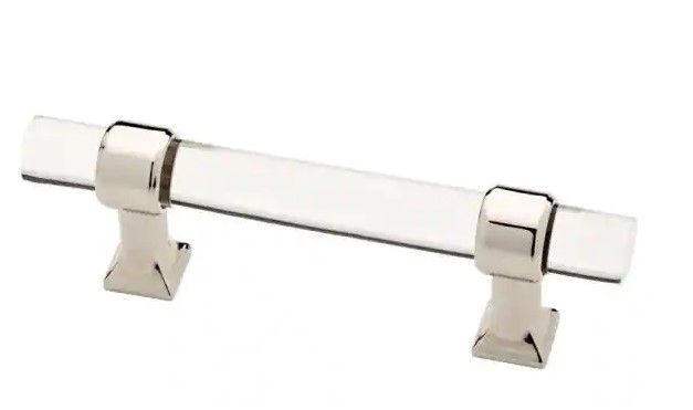 Photo 1 of ** SETS OF 3**
3 in. (76 mm) Center-to-Center Polished Nickel and Clear Acrylic Bar Drawer Pull