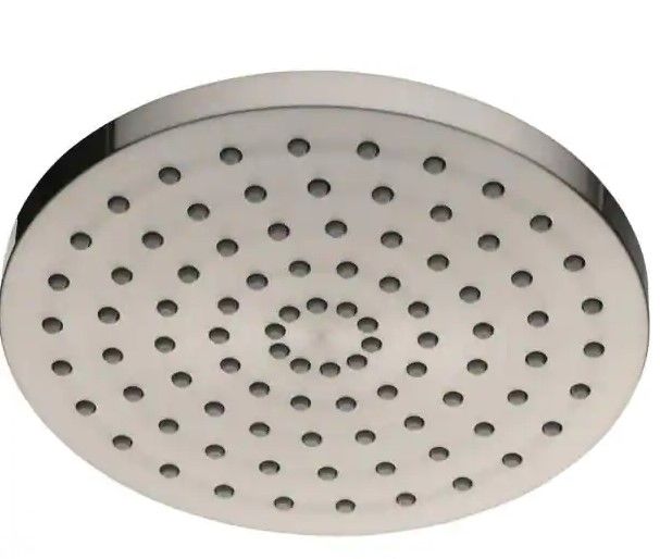 Photo 1 of 1-Spray 8 in. Single Wall Mount Fixed Shower Head in Brushed Nickel
