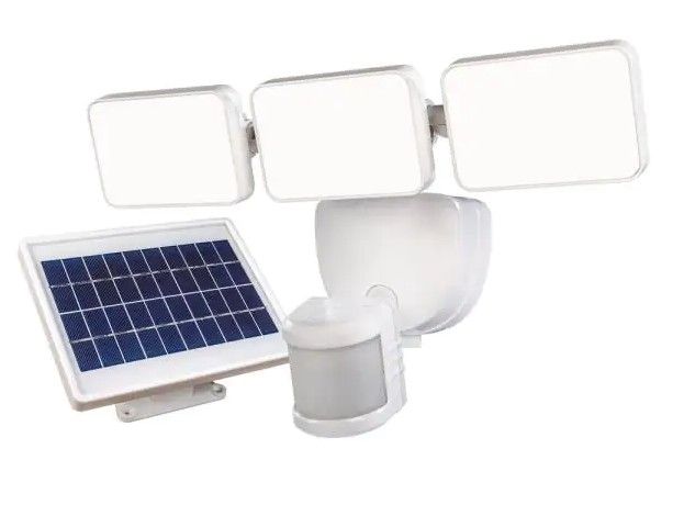 Photo 1 of 180° 3-Head White Solar Powered Motion Outdoor Integrated LED Flood Light
