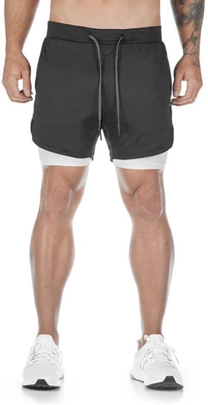 Photo 1 of BOOMLEMON Men's 2-in-1 Running Workout Shorts Gym Running Athletic Short with Towel Loop
SIZE:3XL
COLOR BLACK 