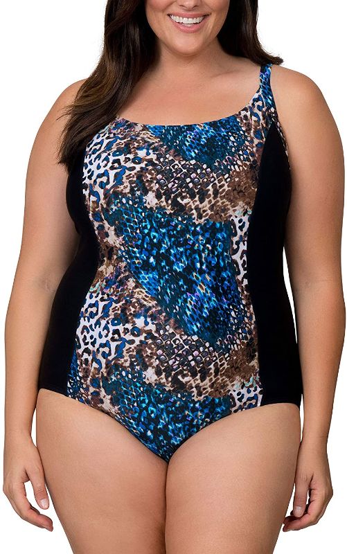 Photo 1 of Caribbean Sand Twist Front One Piece Bathing Suit Modest Plus Size Swimsuit for Women with Tummy Control
SIZE: 18W