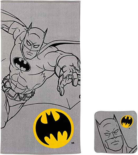 Photo 1 of Franco Kids Bath and Beach Towel with Washcloth Set, 50 in x 25 in, Batman
