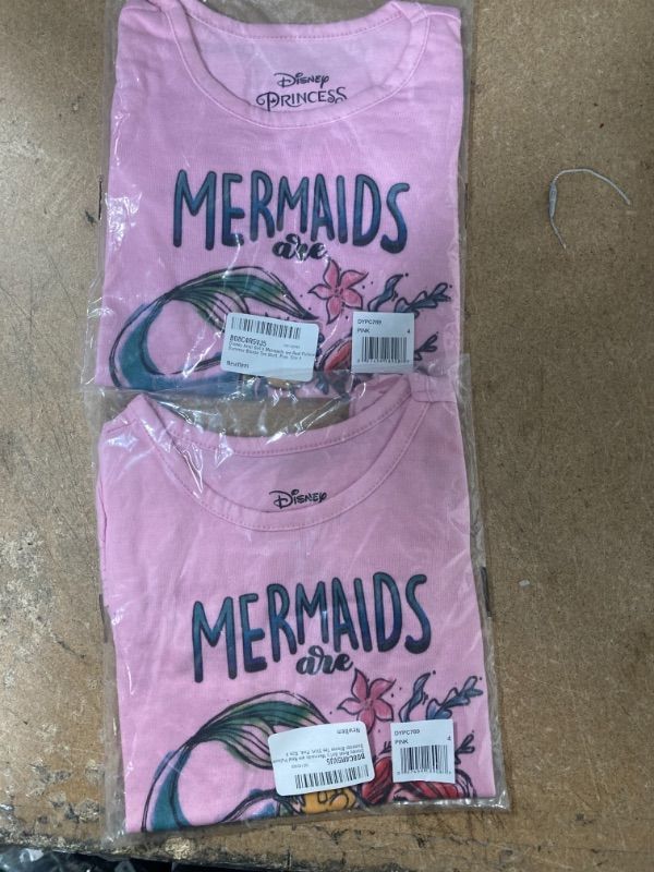 Photo 1 of Disney Ariel Girl's Mermaids are Real Pullover Summer Blouse Tee Shirt 4, 2 PACK 
