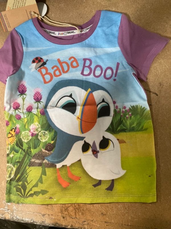 Photo 2 of Cartoon Saloon Puffin Rock Oona & Baba Pink T-Shirt for Kids, 100% Cotton 3-4T
