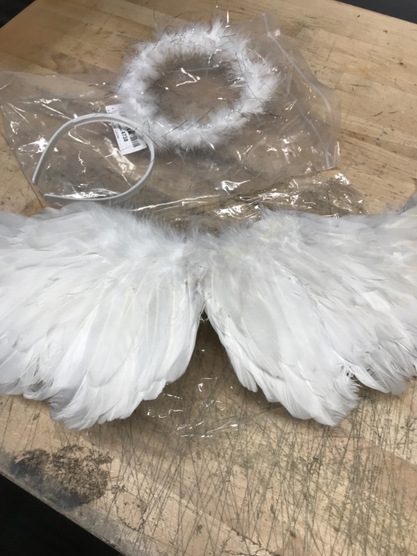 Photo 2 of Angel Wings And Halo White Feather Wing Kids For Adult Party Costume Children's Boys Girls Christmas Unique Gift