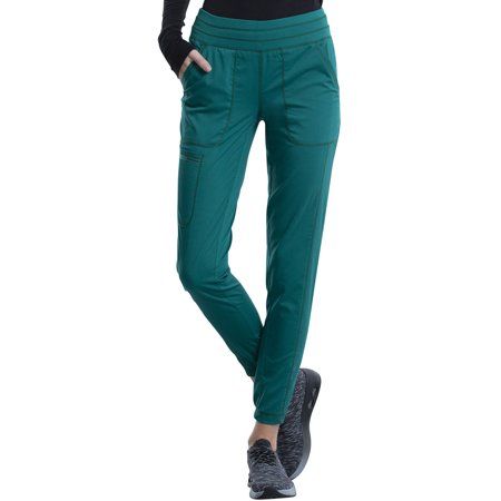 Photo 1 of Cherokee Workwear Revolution Scrubs Pant for Women Natural Rise Jogger WW011P, XS Petite, Hunter Green
