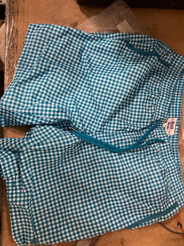 Photo 2 of Beach Bros  Kids' Gingham Swim Trunks In Lt. Blue m 