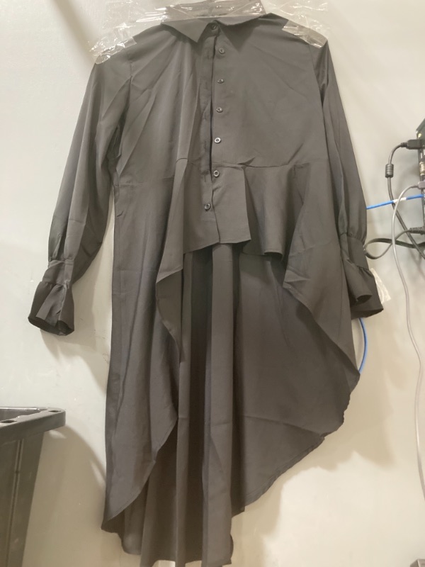 Photo 1 of 2XL Black Collared Womens Dress Shirt With Tail 