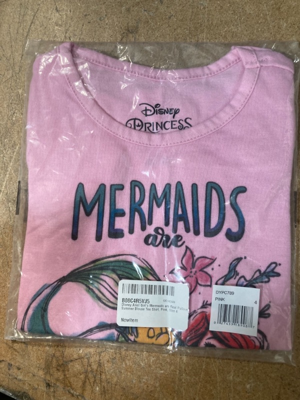 Photo 2 of Disney Ariel Girl's Mermaids are Real Pullover Summer Blouse Tee Shirt 4
