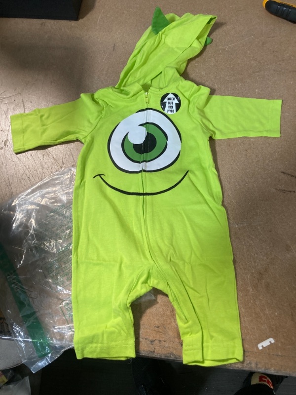 Photo 2 of Disney’s Monsters Inc Long Sleeve Coverall, Mike Bodysuit Creeper with 3D Hood for Boys 0-3M
