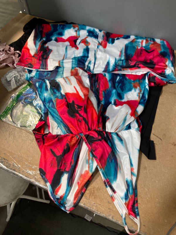 Photo 1 of **NON-REFUNDABLE** Assorted Home Good Items and Clothing; , Shirt dress, Masks, Socks, Night Shirt, Bikini Bottom, Girls Leggings, Tape, Flat Socks, Earings, Headband. Sizes: S-L, 10-15, W7.5-9.5, 7-8