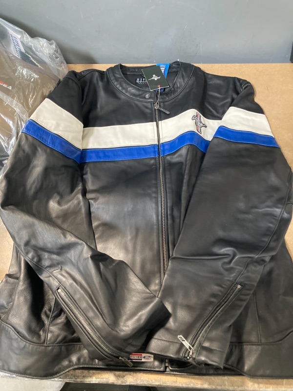 Photo 2 of Ford Mustang Jacket XXL Cobra Black, Blue and White Leather 