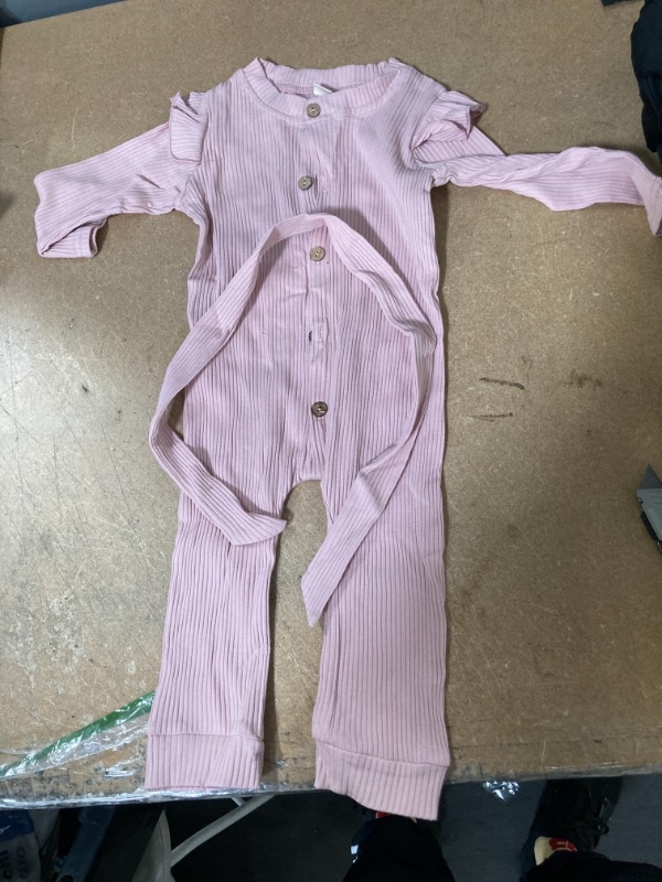 Photo 1 of 3/4 T Girls Pink Romper With Waist Tie 