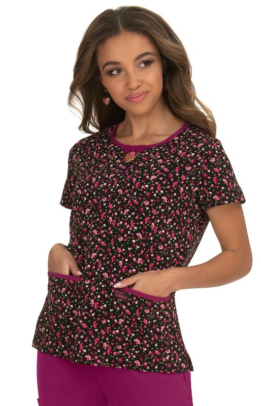 Photo 1 of Betsey Johnson Ditsey Floral Raspberry Rose Print Scrub XXS