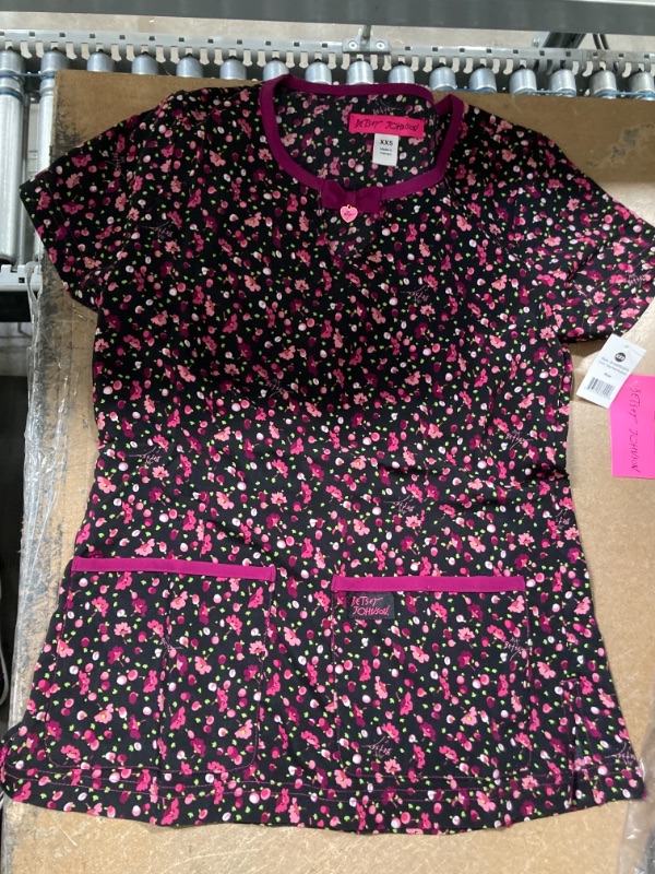 Photo 2 of Betsey Johnson Ditsey Floral Raspberry Rose Print Scrub XXS