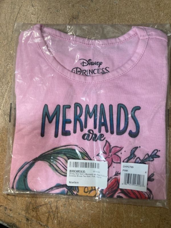 Photo 2 of Disney Ariel Girl's Mermaids Are Real Pullover Summer Blouse Tee Shirt 6
