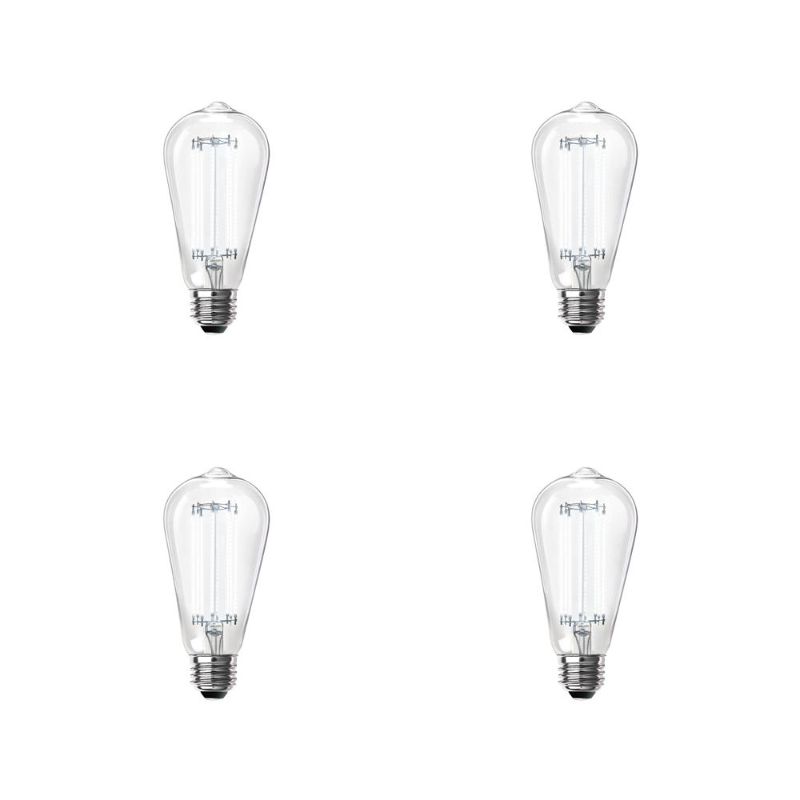 Photo 1 of Feit Electric 60-Watt Equivalent ST19 Dimmable Straight Filament Clear Glass Vintage Edison LED Light Bulb, Daylight (4-Pack)
