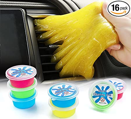 Photo 1 of 16 Pack Car Cleaning Gel, Car Cleaner Kit Supplies Automotive Dust Cleaning Mud Air Vent Interior Detailing Putty for Car Accessories, Keyboard Cleaner for Car Vents, PC, Laptops, Cameras-800g Total
