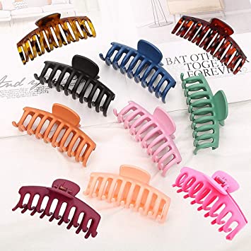 Photo 1 of 10pcs Big Hair Claw Clips, GetALift 4.3 Inch Matte Claw Clips Extra Large Nonslip Hair Clips for Women Girls Strong Hold Jumbo Jaw Clips for Thick Long Curly Hair(10 colors/pack)
