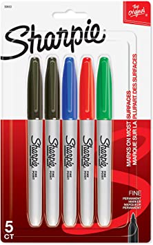 Photo 1 of 6PCK Sharpie Permanent Markers, Fine Point, Assorted Colors, 5 Count
