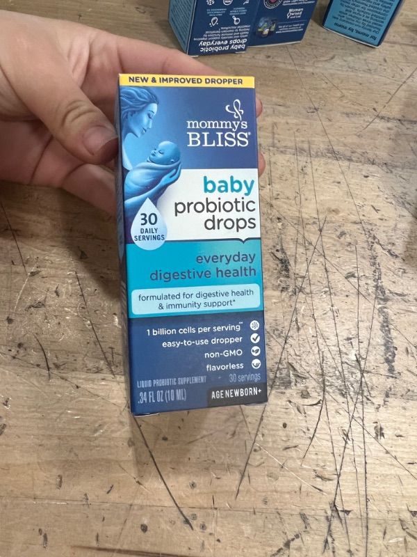 Photo 2 of ***NONREFUNDABLE*** Mommy's Bliss Baby Probiotic Drops Everyday - Gas, Constipation, Colic Symptom Relief - Newborns & Up - Natural, Flavorless, 0.34 Fl Oz EXP DATE 01/2024//SOLD AS IS 
