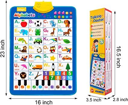 Photo 1 of 2pcks Beestech Interactive Alphabet Words ABC & Music Talking Poster, Educational Learning Toys for Toddlers, Boys, Girls 2, 3 Year Olds, Preschool Activities, Birthday Gifts for Toddlers
