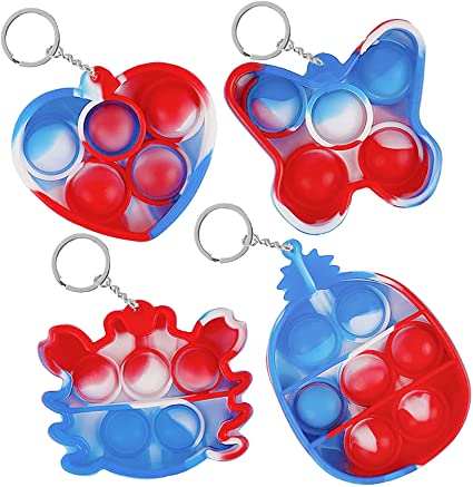 Photo 1 of 3pcks Mini Pop Toy its Keychain, Tiny Little Cheap Fidget Bulk Popet Sensory Anxiety Stress Relief Autistic ADHD Satisfying Fidgettoys Gifts for Kids Toddler Girls Boys Tie Dye 4 Packs Party Favor Stuffers
